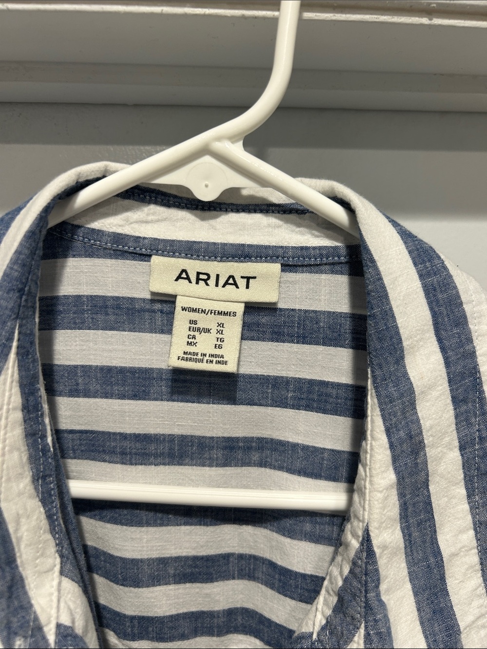 Ariat Navy and White Striped Button-Up Shirt - Picture 2 of 8